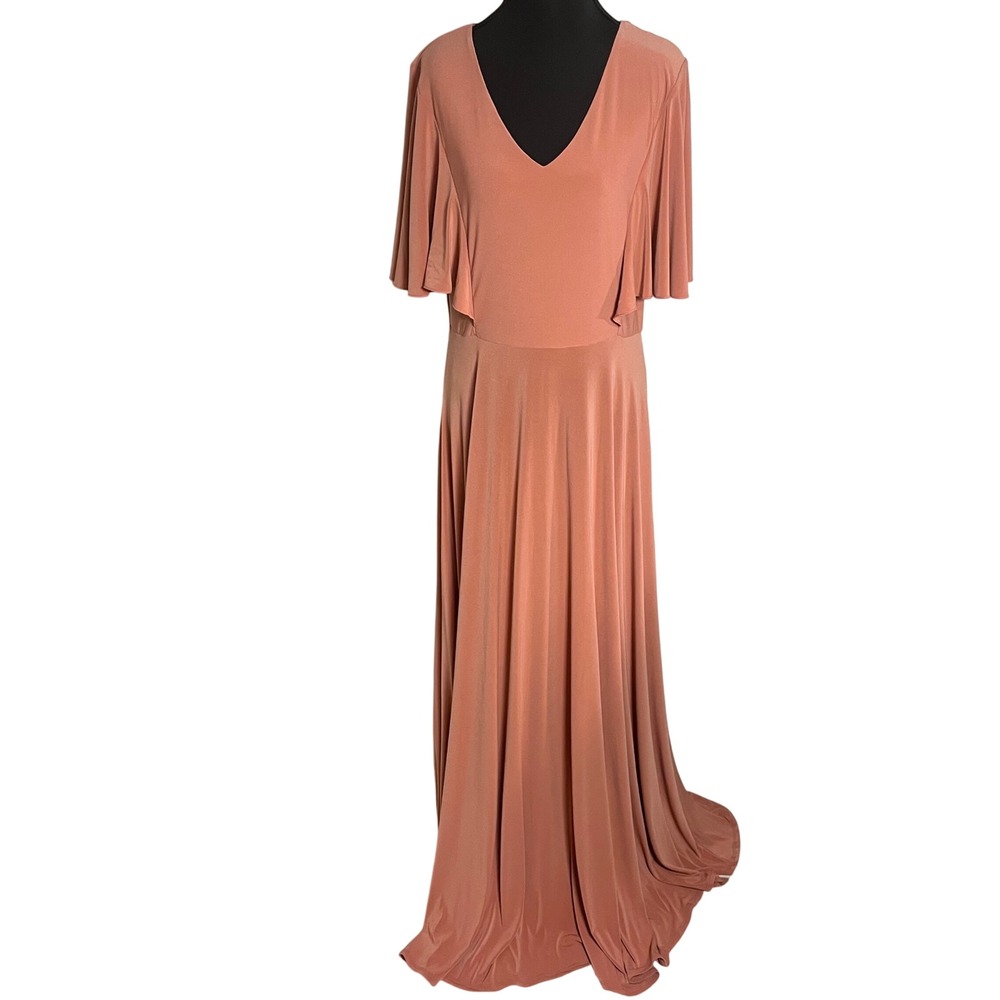 KOH KOH Women‎ Large Pink Flutter Sleeve Formal Bridesmaid Maxi Dress
